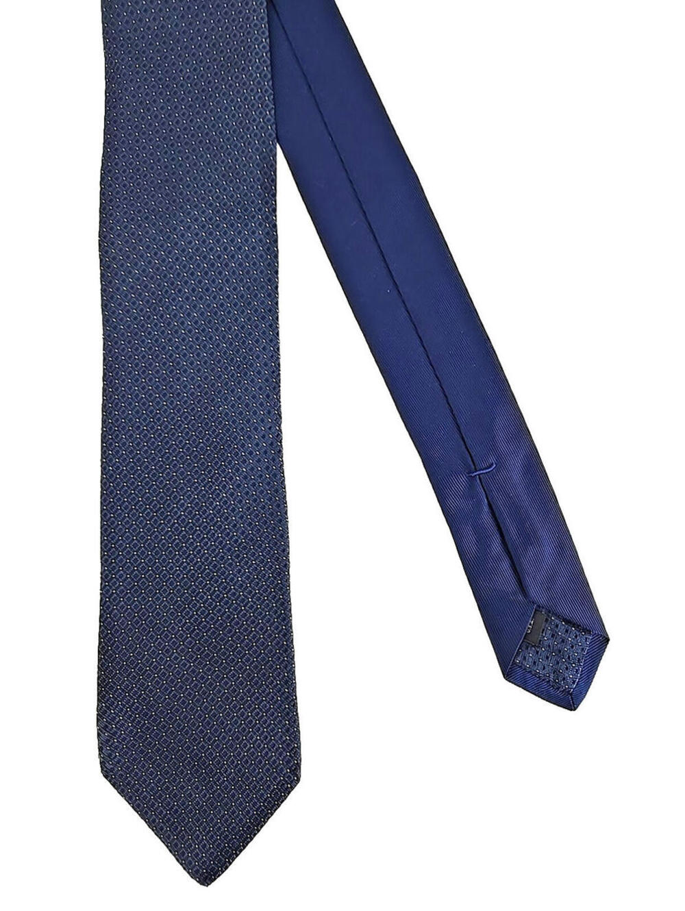 Saks Fifth Ave Silk Neck Tie Medium Blue Geometric Dot Preppy Luxury Classic